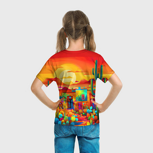 Детская футболка Мексиканский янтарный закат в пустыне / 3D-принт – фото 6