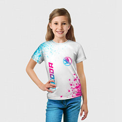 Футболка детская Skoda neon gradient style: надпись, символ, цвет: 3D-принт — фото 2