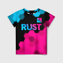 Футболка детская Rust - neon gradient: символ сверху, цвет: 3D-принт