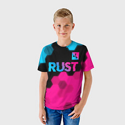 Футболка детская Rust - neon gradient: символ сверху, цвет: 3D-принт — фото 2