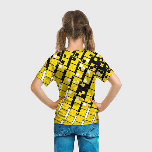 Детская футболка Киберпанк квадраты жёлтые / 3D-принт – фото 6