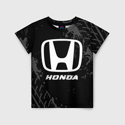 Футболка детская Honda speed на темном фоне со следами шин, цвет: 3D-принт