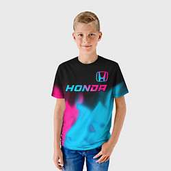 Футболка детская Honda - neon gradient: символ сверху, цвет: 3D-принт — фото 2