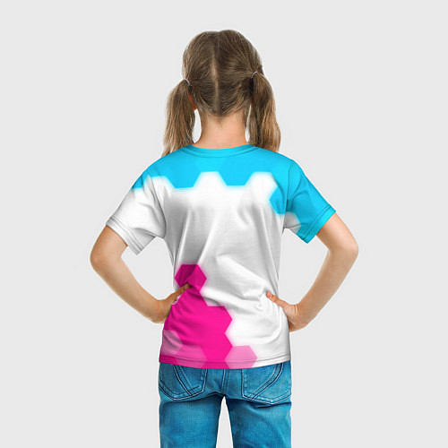 Детская футболка Mass Effect neon gradient style: надпись, символ / 3D-принт – фото 6