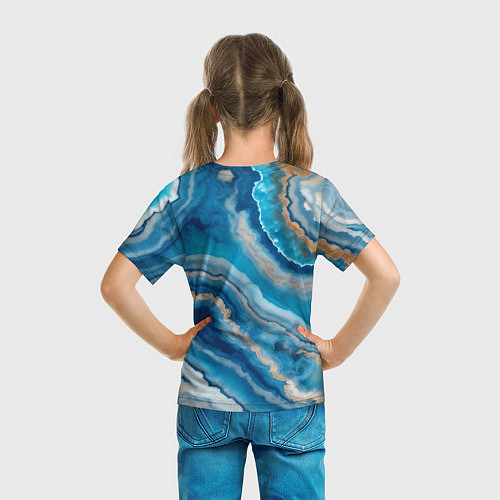 Детская футболка Текстура голубого океанического агата / 3D-принт – фото 6
