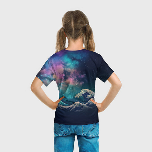Детская футболка Космическая Большая волна в Канагаве / 3D-принт – фото 6