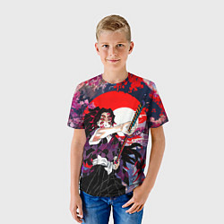 Футболка детская Кокушибо первая луна - Клинок рассекающий демонов, цвет: 3D-принт — фото 2