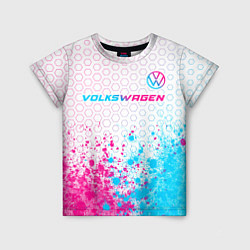 Футболка детская Volkswagen neon gradient style: символ сверху, цвет: 3D-принт