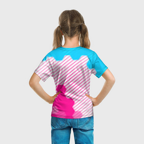 Детская футболка Fiat neon gradient style: надпись, символ / 3D-принт – фото 6