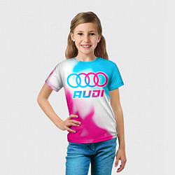 Футболка детская Audi neon gradient style, цвет: 3D-принт — фото 2