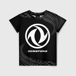 Футболка детская Dongfeng speed на темном фоне со следами шин, цвет: 3D-принт