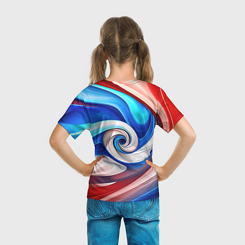 Детская футболка Волны в цвете флага РФ / 3D-принт – фото 6