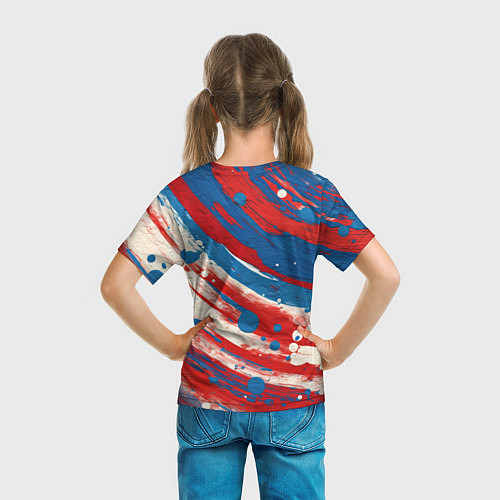Детская футболка Краски в цветах флага РФ / 3D-принт – фото 6