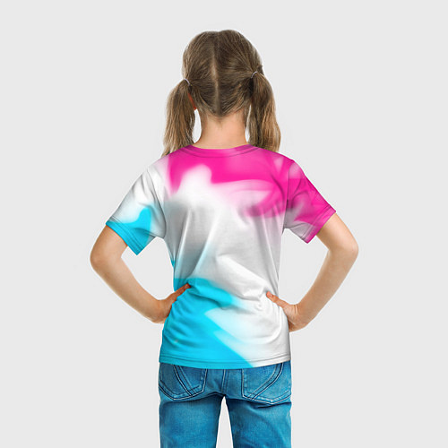 Детская футболка Rainbow Six neon gradient style: надпись, символ / 3D-принт – фото 6