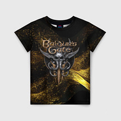 Футболка детская Baldurs Gate 3 logo gold black, цвет: 3D-принт