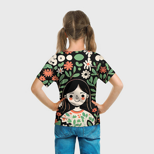 Детская футболка Девочка в цветах - Бохо / 3D-принт – фото 6
