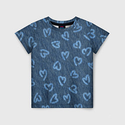 Футболка детская Hearts on denim, цвет: 3D-принт