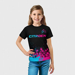 Футболка детская Citroen - neon gradient: символ сверху, цвет: 3D-принт — фото 2