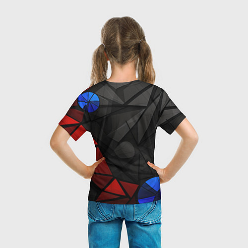 Детская футболка Black blue red elements / 3D-принт – фото 6