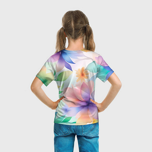 Детская футболка Акварельные цветы - нейросеть / 3D-принт – фото 6