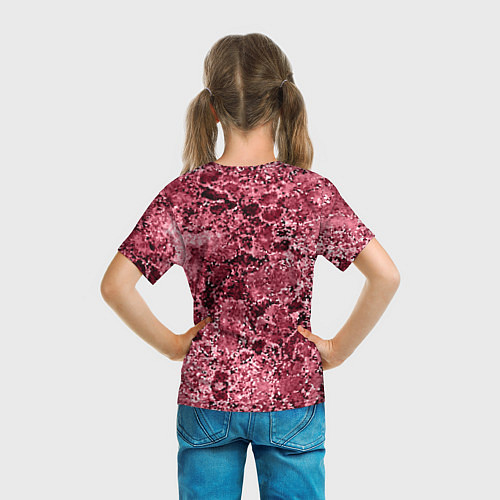 Детская футболка Мозаичный узор в коричнево-красных тонах / 3D-принт – фото 6