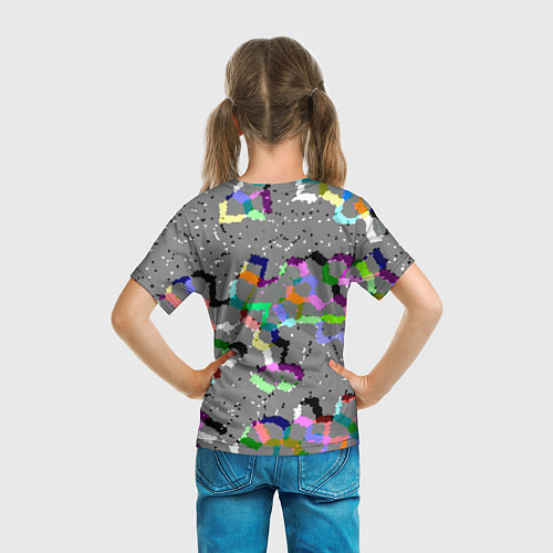 Детская футболка Серая абстракция с цветными элементами / 3D-принт – фото 6