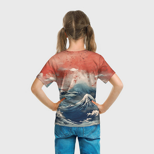 Детская футболка Японское море в ретро стиле / 3D-принт – фото 6