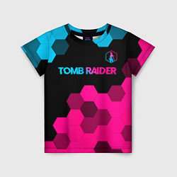 Футболка детская Tomb Raider - neon gradient: символ сверху, цвет: 3D-принт