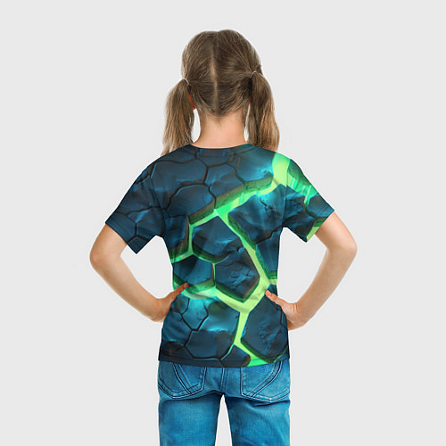 Детская футболка Яркий зеленый разлом плит / 3D-принт – фото 6