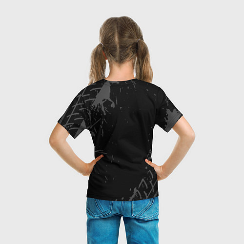 Детская футболка Geely speed на темном фоне со следами шин / 3D-принт – фото 6