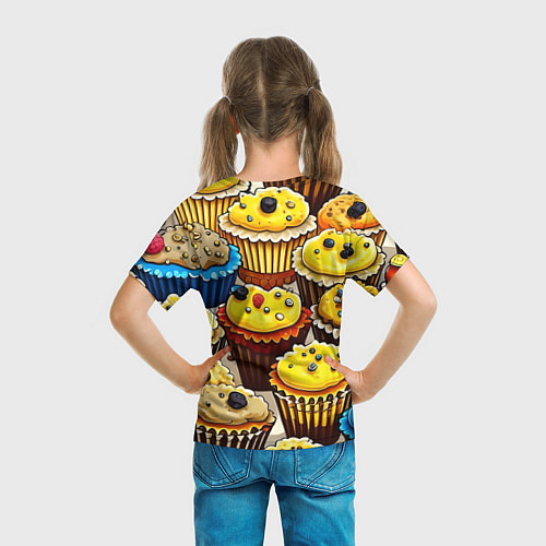 Детская футболка Вкусный принт - кексы от нейросети / 3D-принт – фото 6