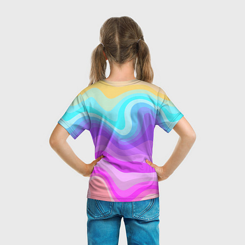 Детская футболка Неоновая разноцветная волна / 3D-принт – фото 6