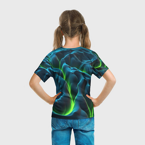 Детская футболка Зеленая кислотная текстура с плитами / 3D-принт – фото 6