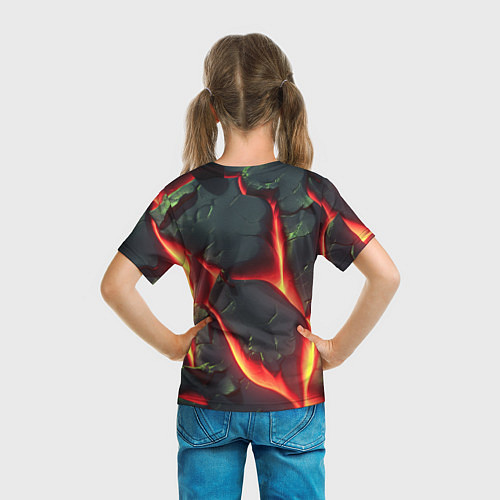 Детская футболка Красные плиты с лавой / 3D-принт – фото 6