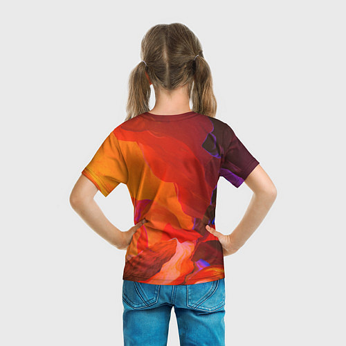 Детская футболка Красно-оранжевый паттерн / 3D-принт – фото 6