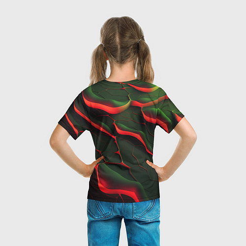 Детская футболка Объемные зеленые плиты / 3D-принт – фото 6