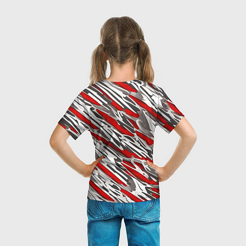 Детская футболка Красные полосы за субстанцией / 3D-принт – фото 6