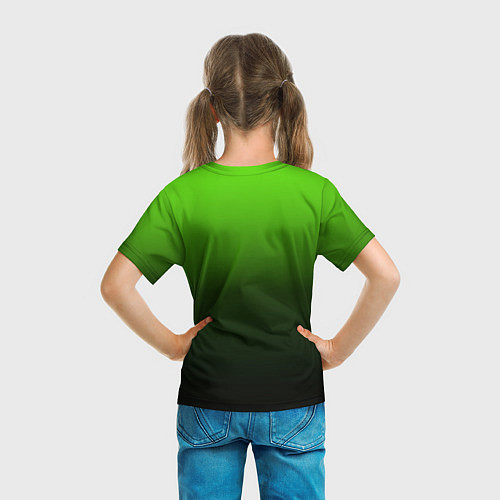 Детская футболка Градиент ядовитый зеленый - черный / 3D-принт – фото 6