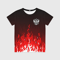 Футболка детская Герб РФ - красное пламя, цвет: 3D-принт