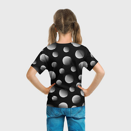 Детская футболка Шары в полоску на черном фоне / 3D-принт – фото 6