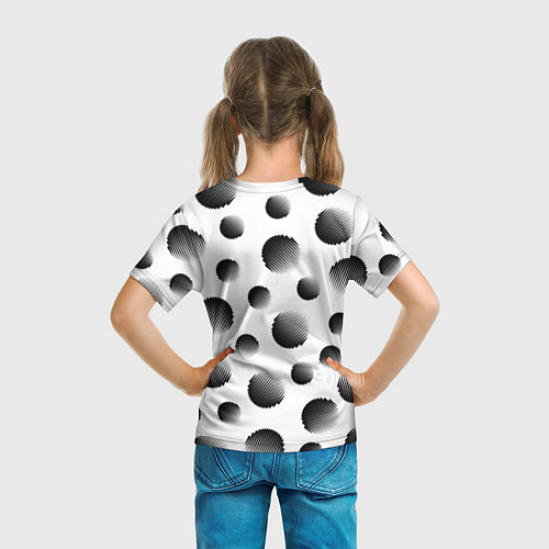 Детская футболка Черные полосатые шары на белом / 3D-принт – фото 6