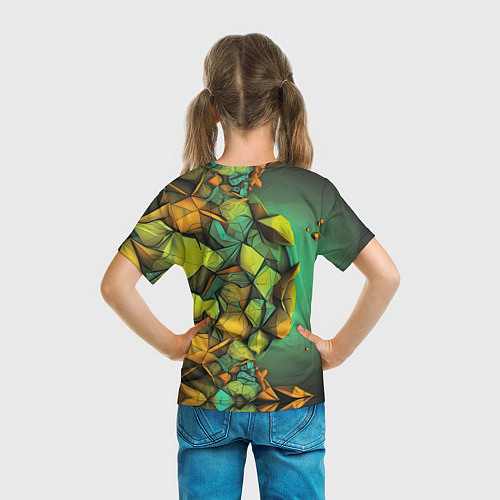 Детская футболка Зеленая объемная абстракция / 3D-принт – фото 6