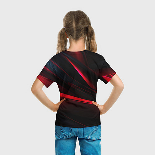 Детская футболка Red lighting black background / 3D-принт – фото 6