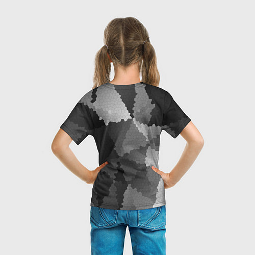 Детская футболка Мозаичный узор в серых оттенках / 3D-принт – фото 6