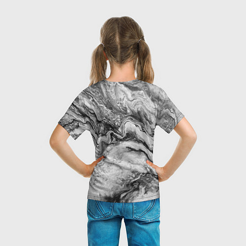 Детская футболка Черно-белая мраморная абстракция / 3D-принт – фото 6