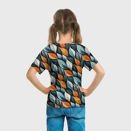 Детская футболка Узор из листьев поздняя осень / 3D-принт – фото 6