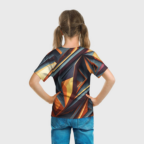 Детская футболка Разноцветная 3D геометрия узоров метавселенной / 3D-принт – фото 6