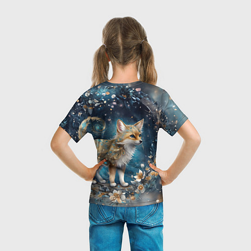 Детская футболка Абстрактный лисенок с золотистой шёрсткой / 3D-принт – фото 6
