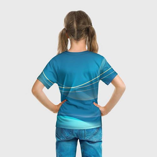Детская футболка Абстрактный голубой фон / 3D-принт – фото 6