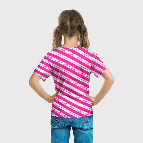 Детская футболка Барби и розовые полосы / 3D-принт – фото 6